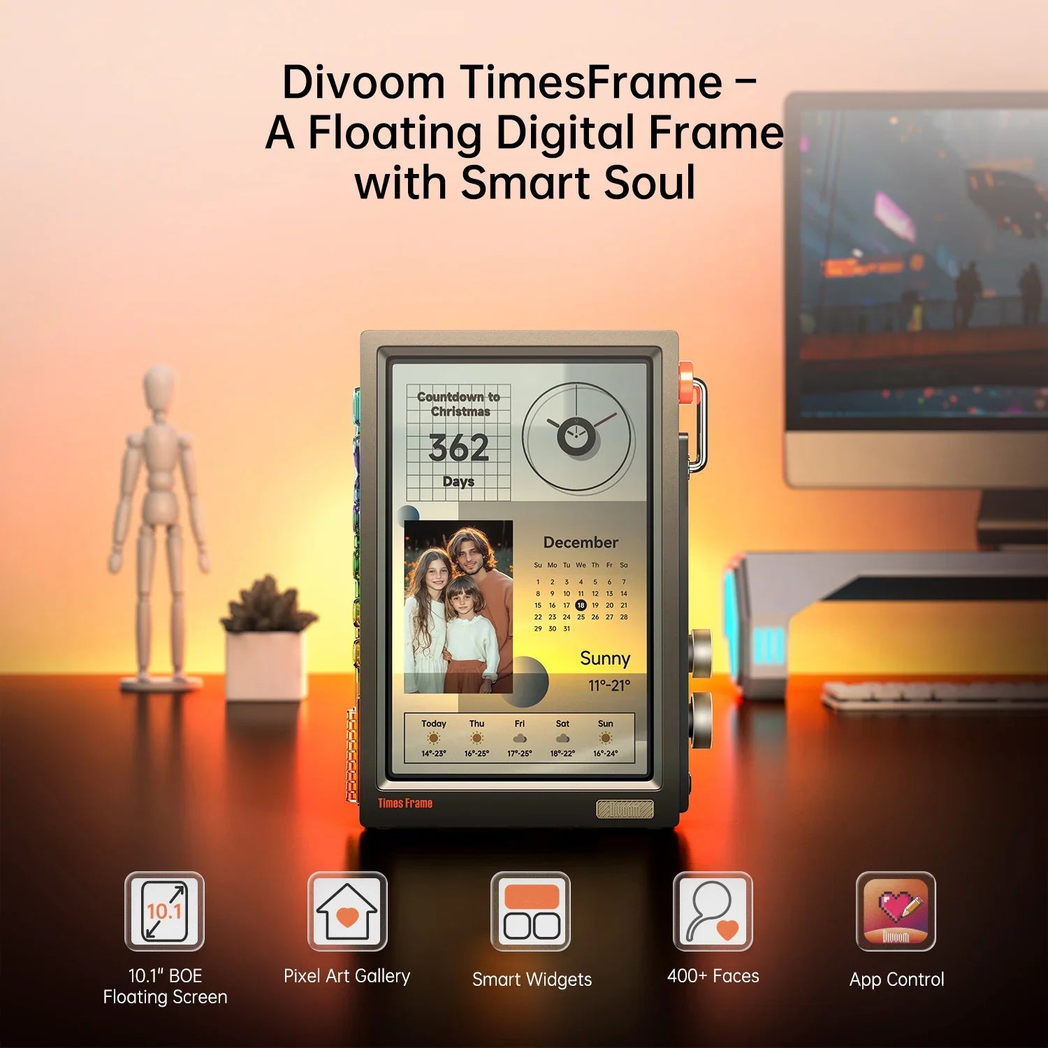 Solnoir™ Times Frame – 10” Transparent LED Display & 64GB Storage