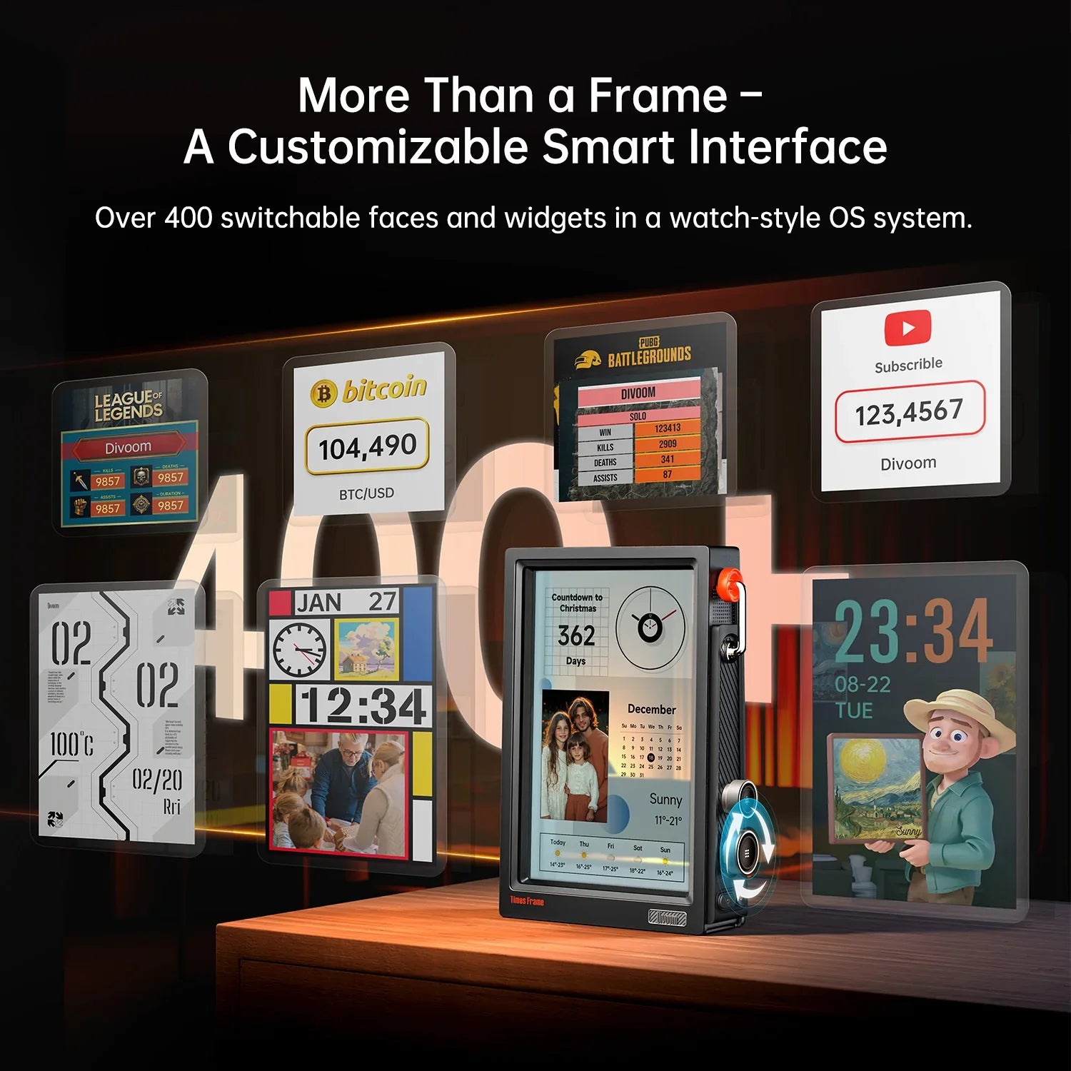 Solnoir™ Times Frame – 10” Transparent LED Display & 64GB Storage